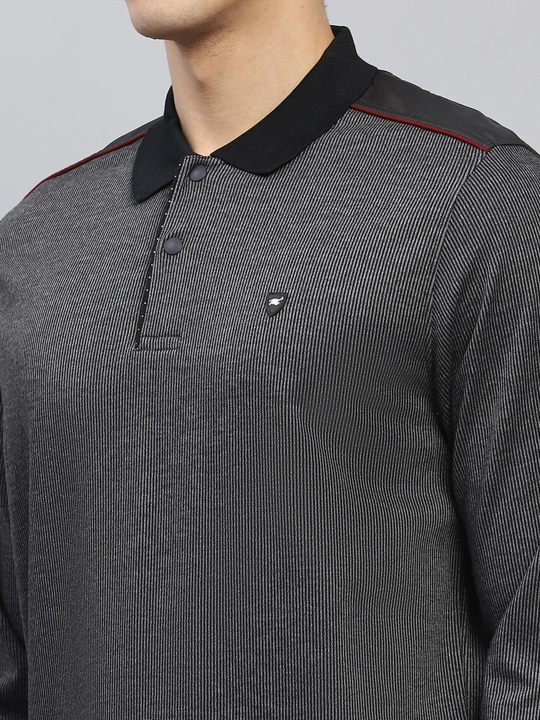 Luxuria Men Black Solid Collar Full Sleeve Winter T-Shirt - Image 7