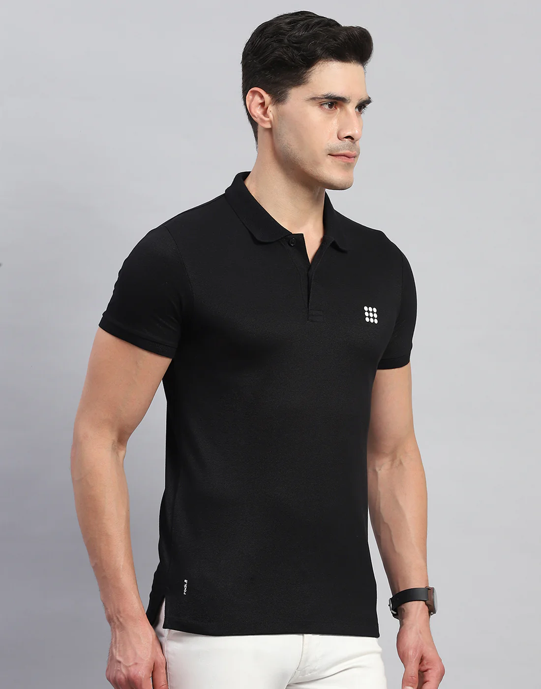 Rock.it Men Black Solid Collar Half Sleeve T-Shirt - Image 4