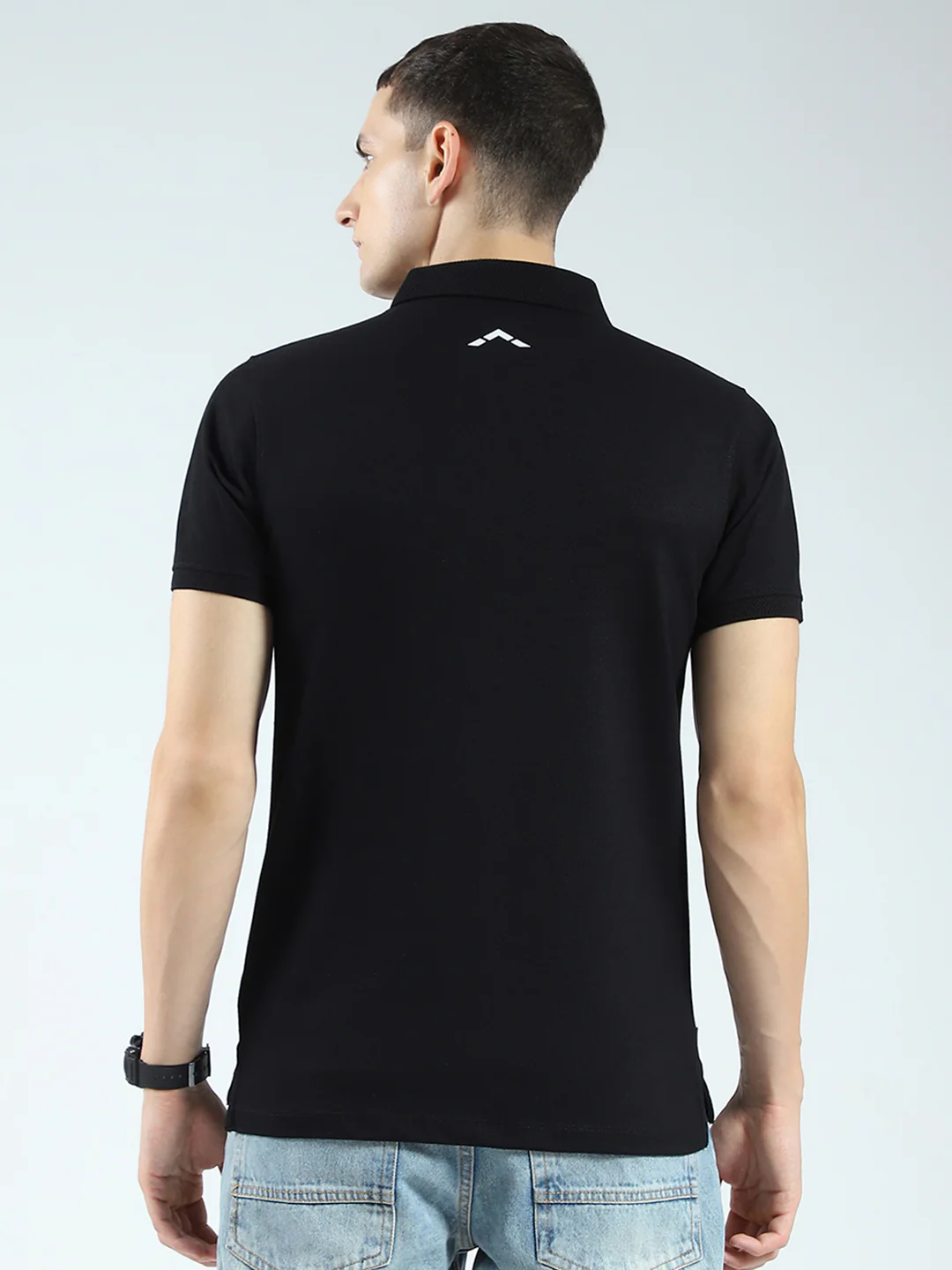 Rock.it Men Black Solid Collar Half Sleeve T-Shirt - Image 5