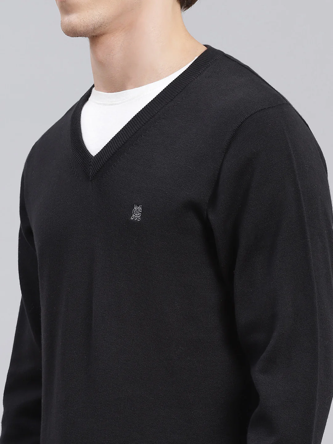 Men Black Solid Cotton Pullover - Image 6
