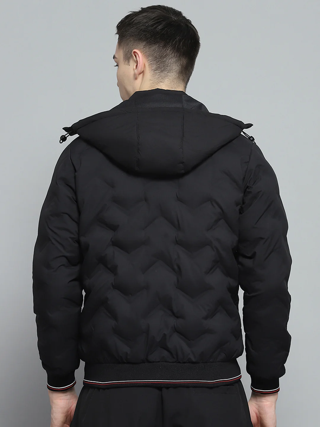 Men Black Solid Detachable Hood Full Sleeve Jacket - Image 5
