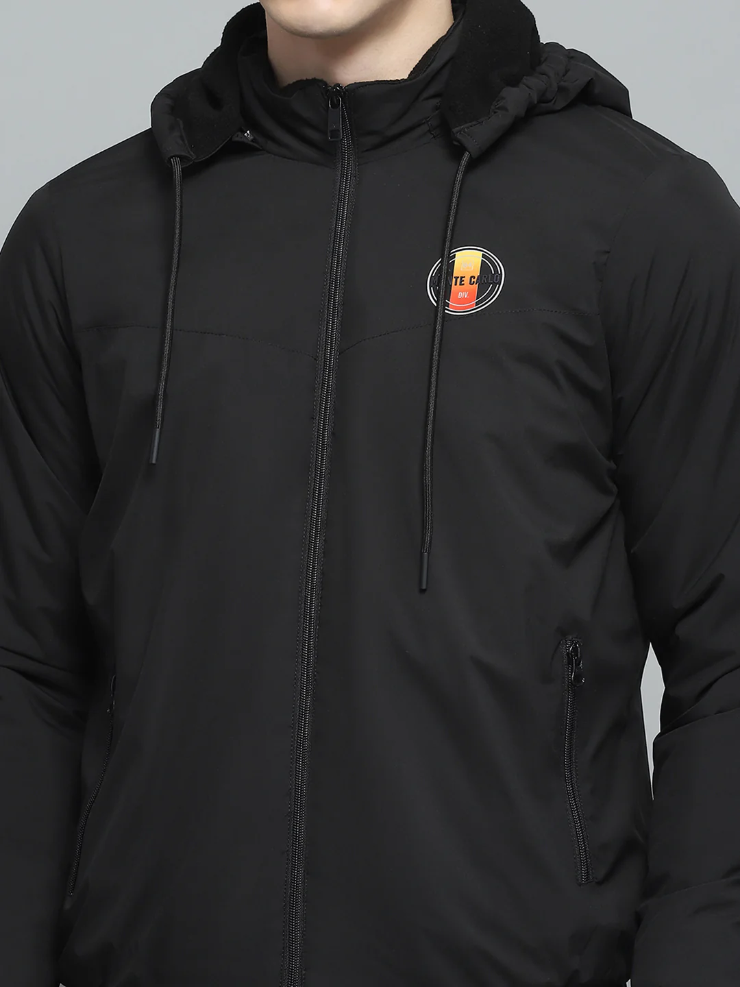 Men Black Solid Detachable Hood Full Sleeve Jacket - Image 6