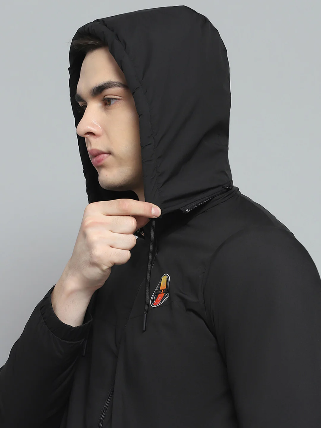 Men Black Solid Detachable Hood Full Sleeve Jacket - Image 7