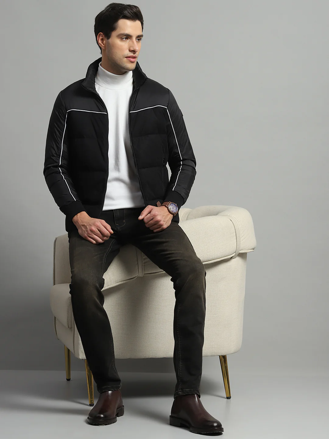 Luxuria Men Black Solid Detachable Hood Full Sleeve Jacket - Image 2