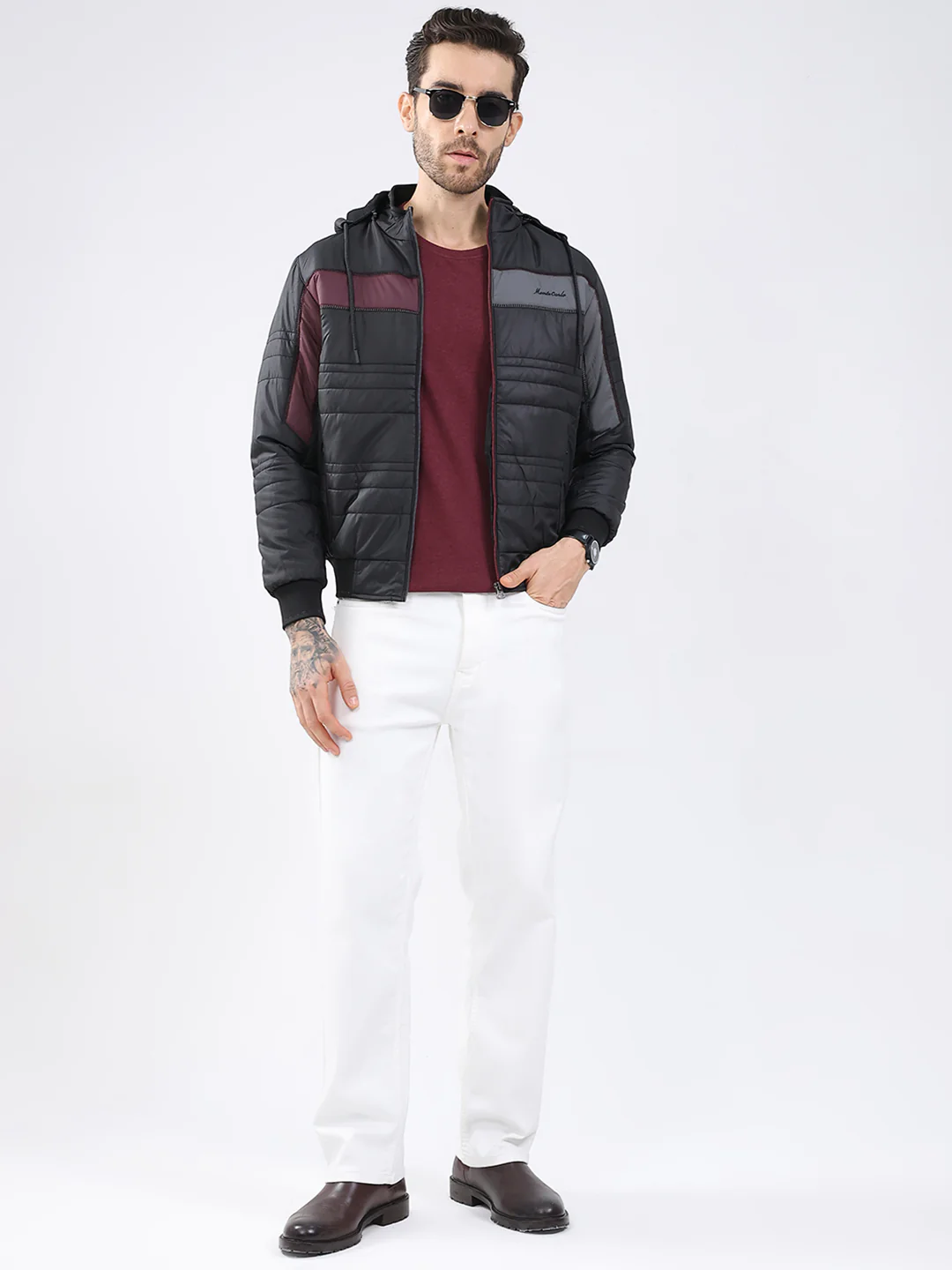 Men Black Solid Detachable Hood Full Sleeve Jacket - Image 2