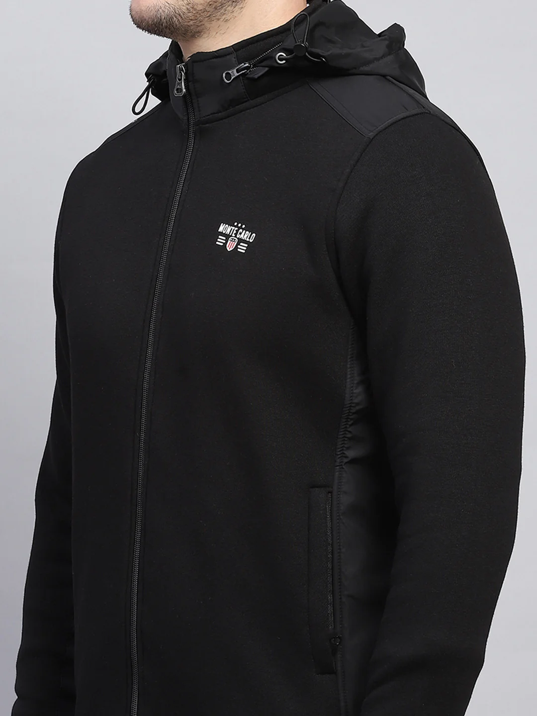 Men Black Solid Detachable Hood Full Sleeve Sweatshirt - Image 8