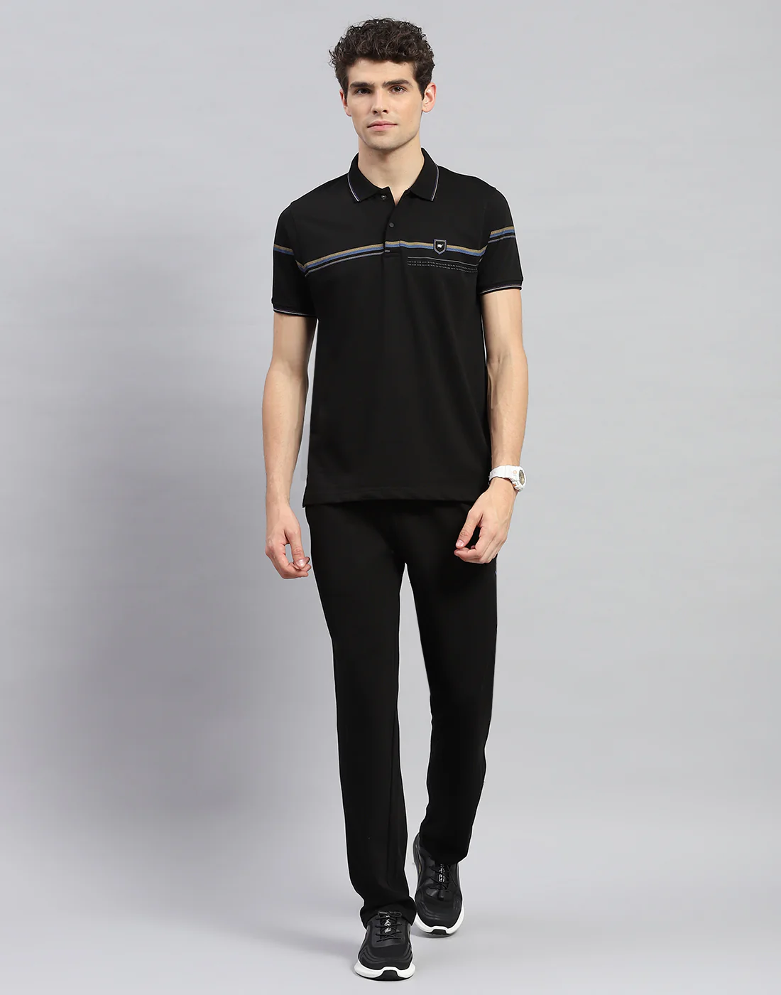 Men Black Solid Half Sleeve Lower Set