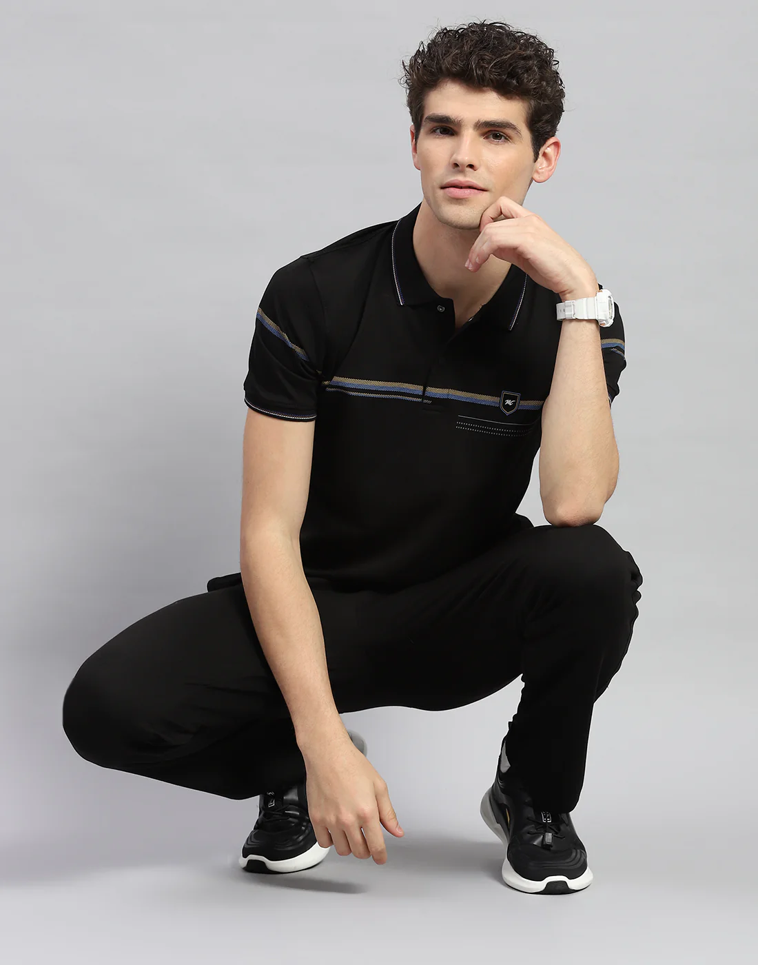 Men Black Solid Half Sleeve Lower Set - Image 2