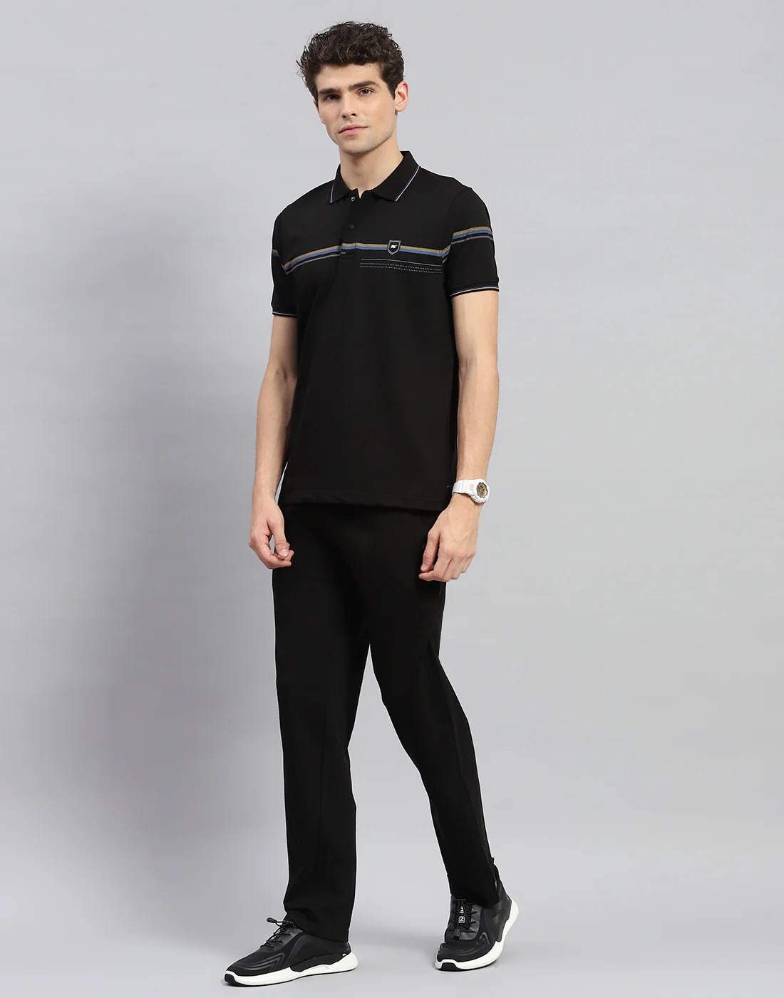Men Black Solid Half Sleeve Lower Set - Image 3