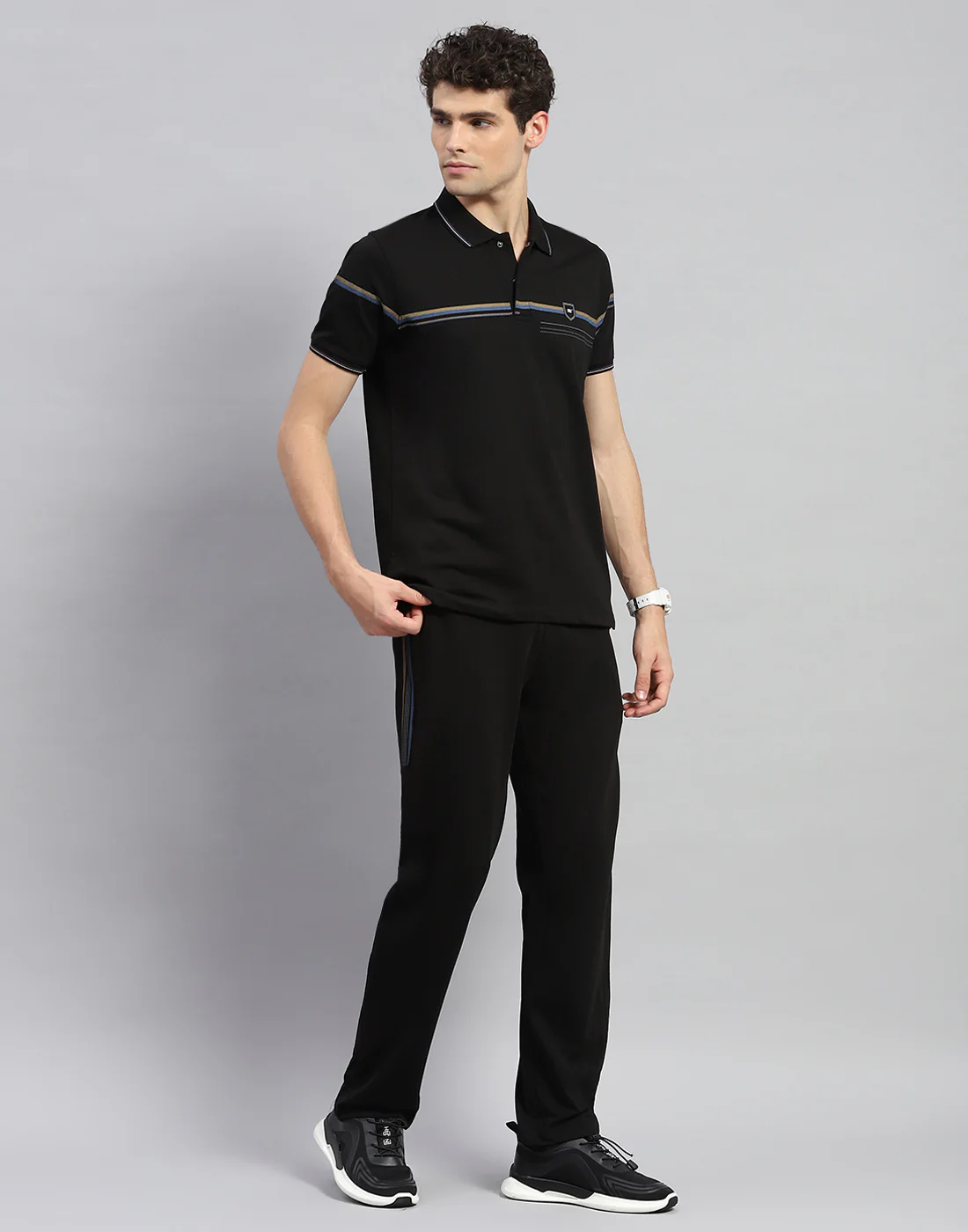 Men Black Solid Half Sleeve Lower Set - Image 4