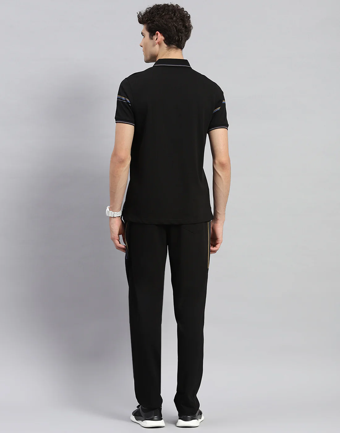 Men Black Solid Half Sleeve Lower Set - Image 5