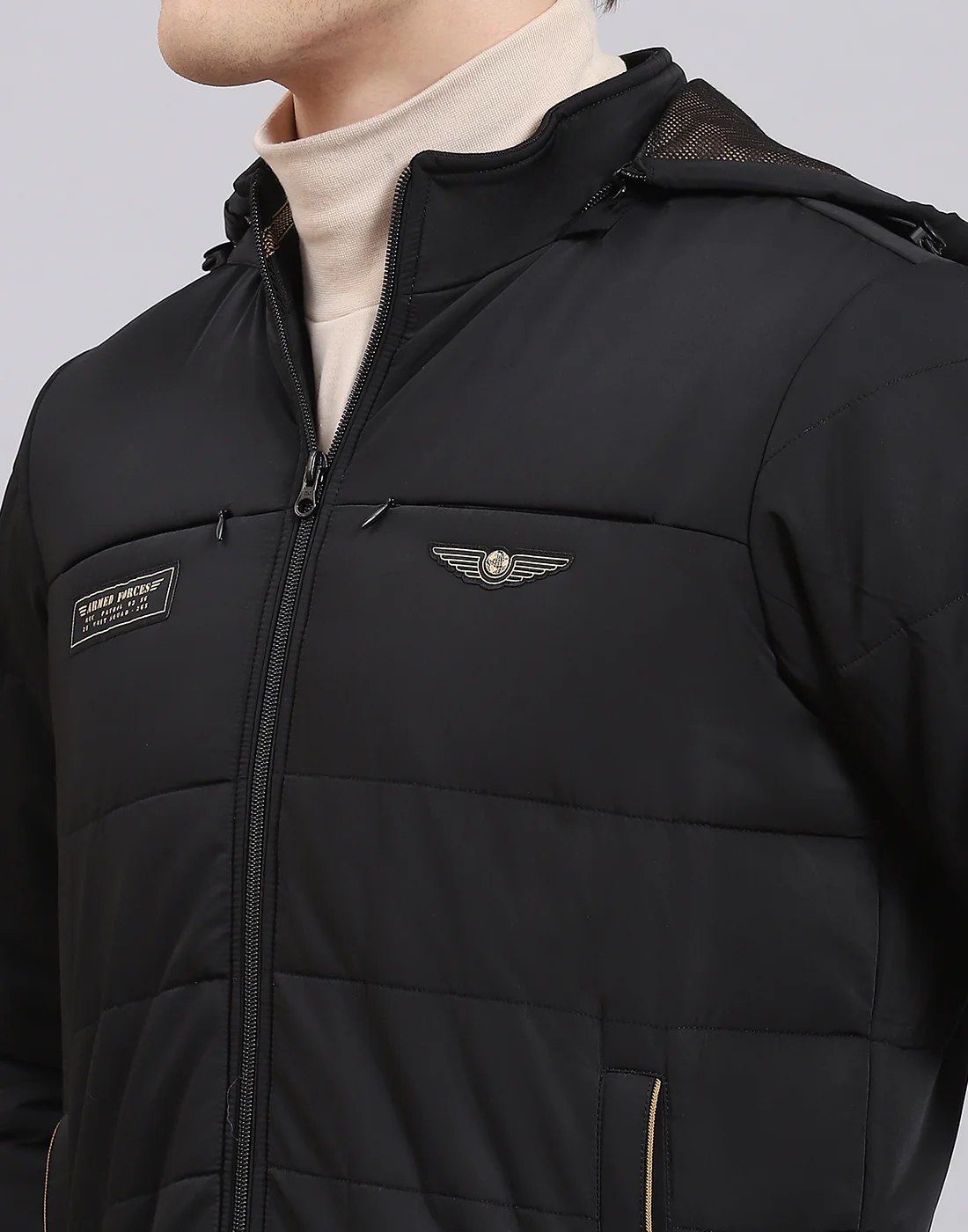 Men Black Solid Hooded Full Sleeve Jacket - Image 7
