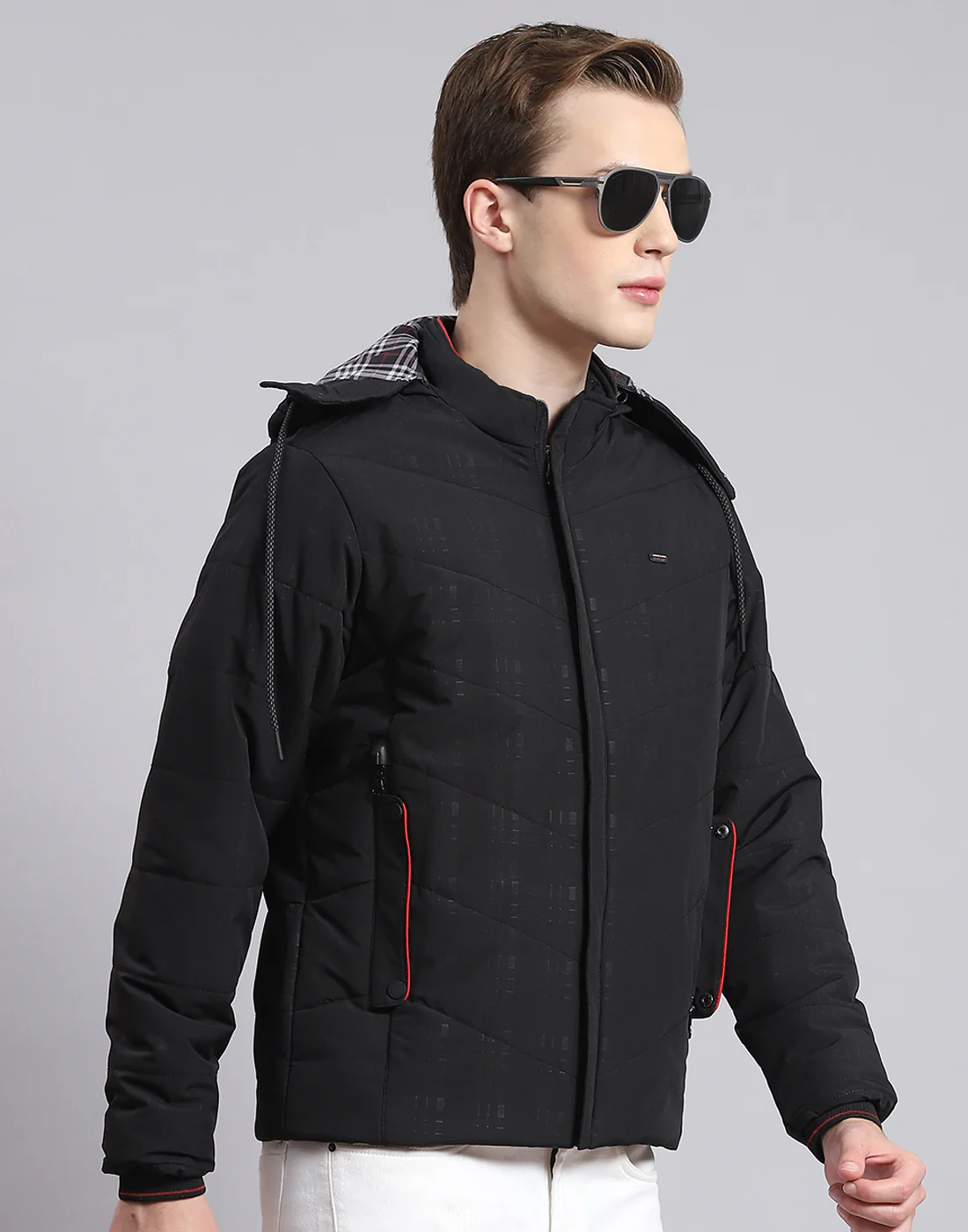 Men Black Solid Hooded Full Sleeve Jacket - Image 4