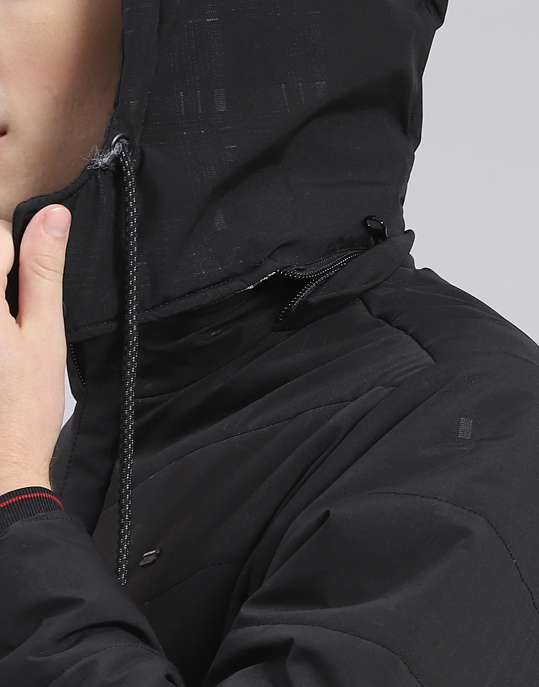 Men Black Solid Hooded Full Sleeve Jacket - Image 7