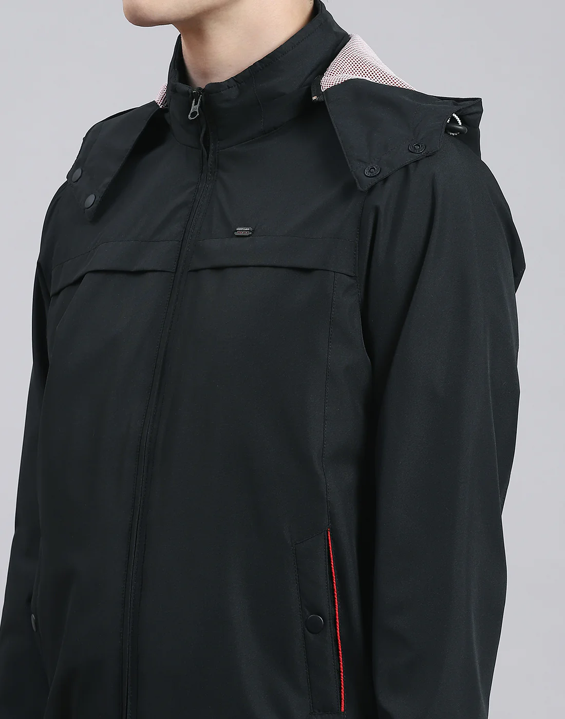Men Black Solid Hooded Full Sleeve Jacket - Image 7