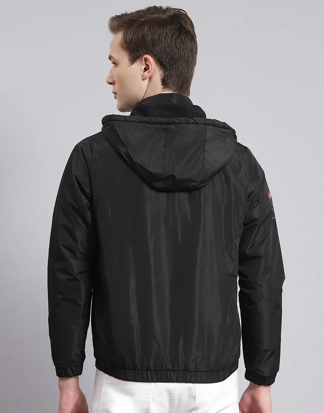 Men Black Solid Hooded Full Sleeve Jacket - Image 5