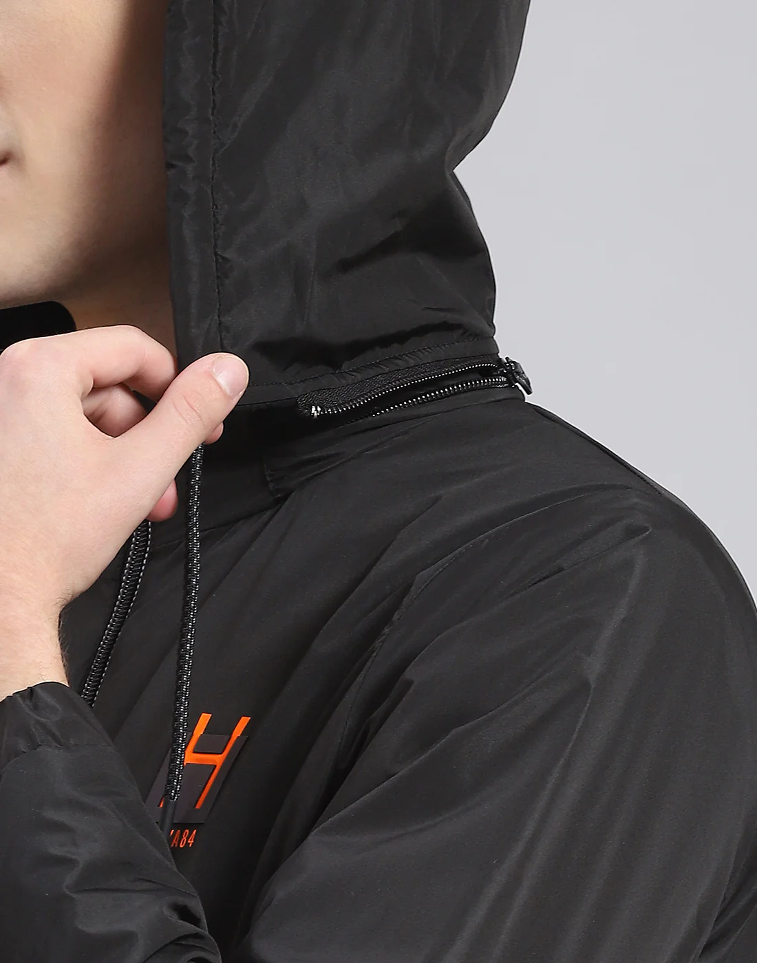 Men Black Solid Hooded Full Sleeve Jacket - Image 7