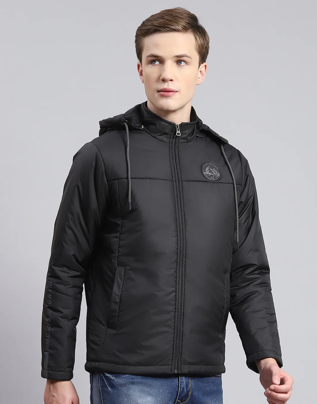 Men Black Solid Hooded Full Sleeve Jacket - Image 4