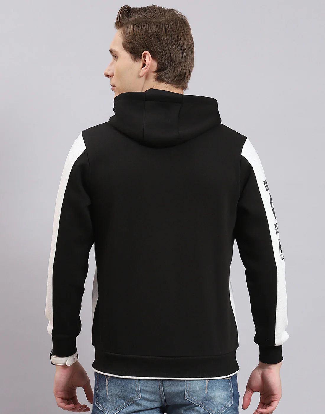 Men Black Solid Hooded Full Sleeve Sweatshirt - Image 6