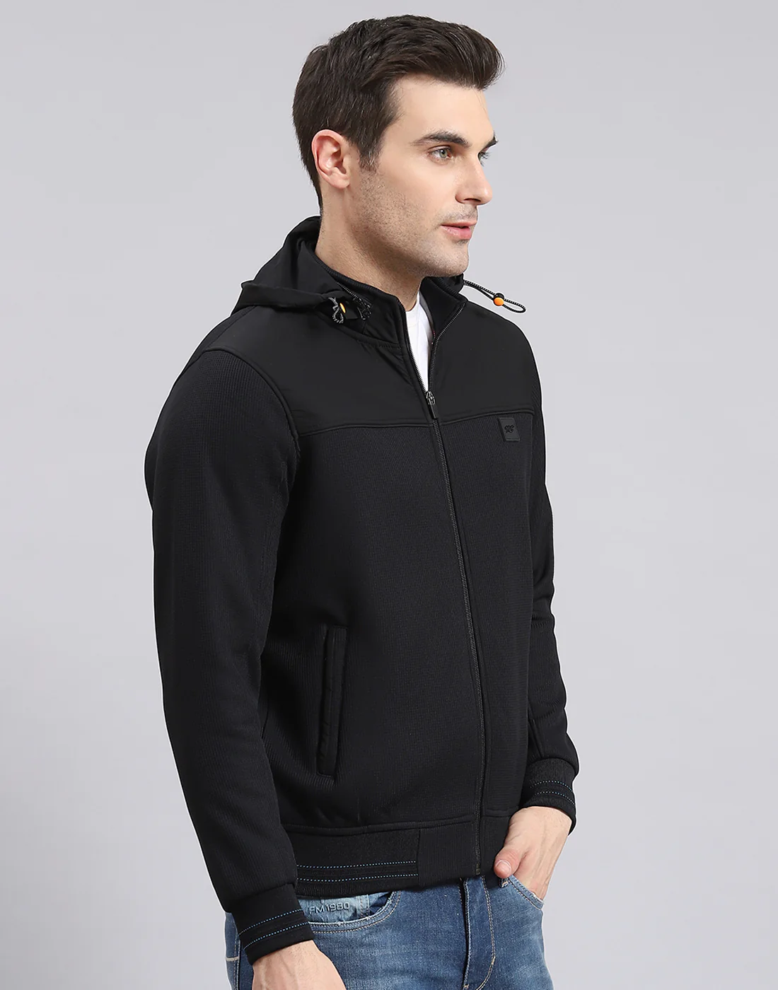 Men Black Solid Hooded Full Sleeve Sweatshirt - Image 6
