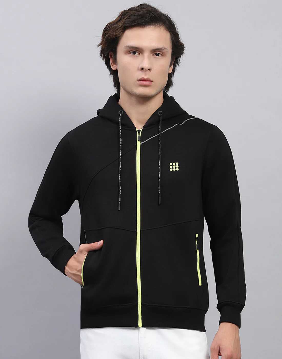 Rock.it Men Black Solid Hooded Full Sleeve Sweatshirt - Image 2