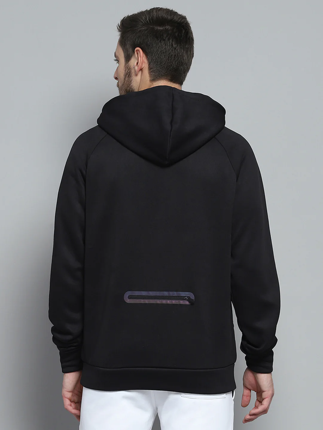 Rock.it Men Black Solid Hooded Full Sleeve Sweatshirt - Image 5