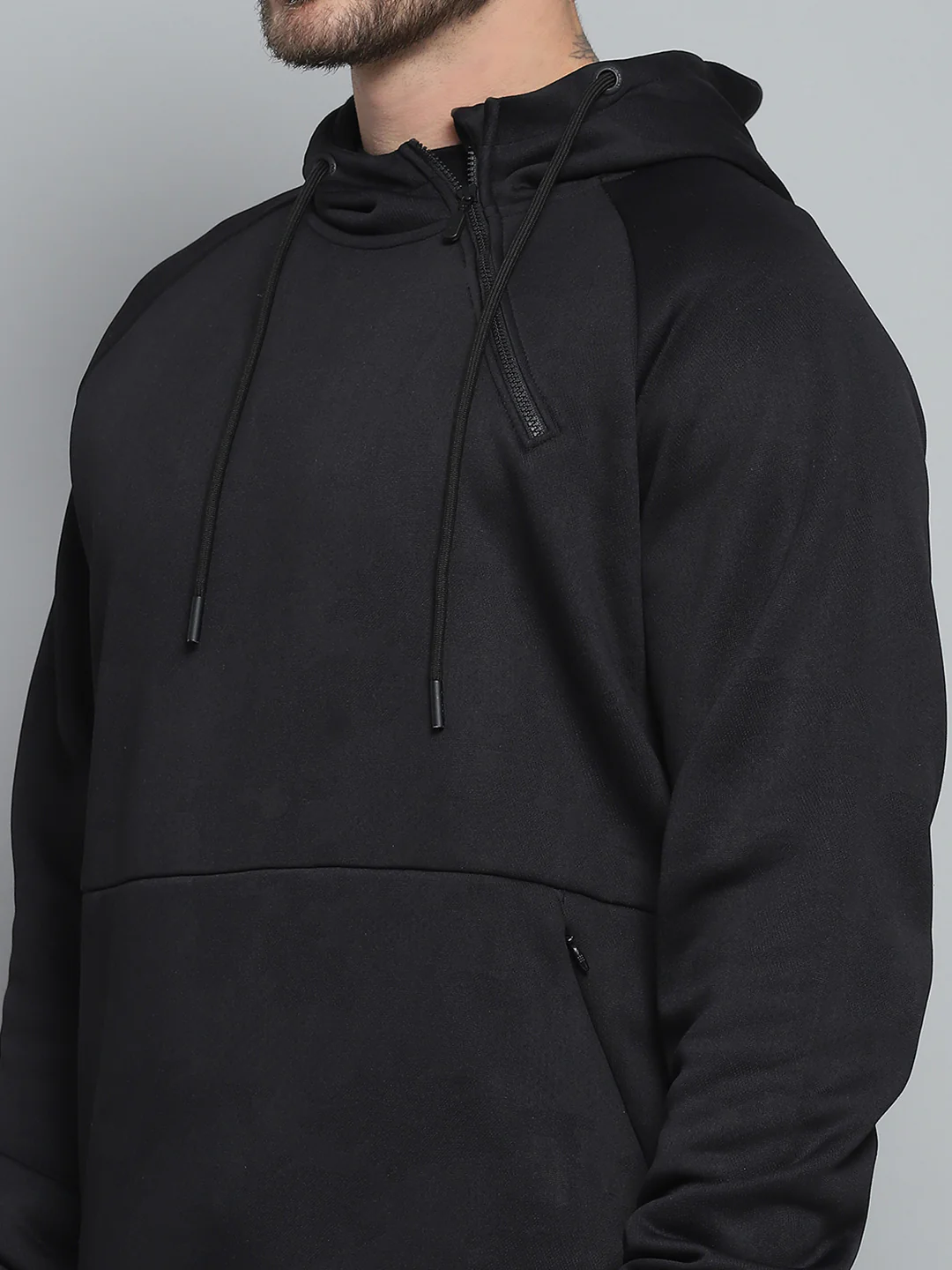Rock.it Men Black Solid Hooded Full Sleeve Sweatshirt - Image 7