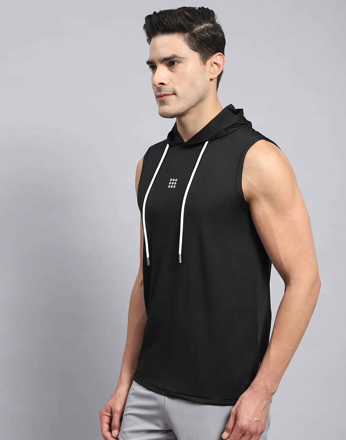 Rock.it Men Black Solid Hooded Sleeveless T-Shirt - Image 3