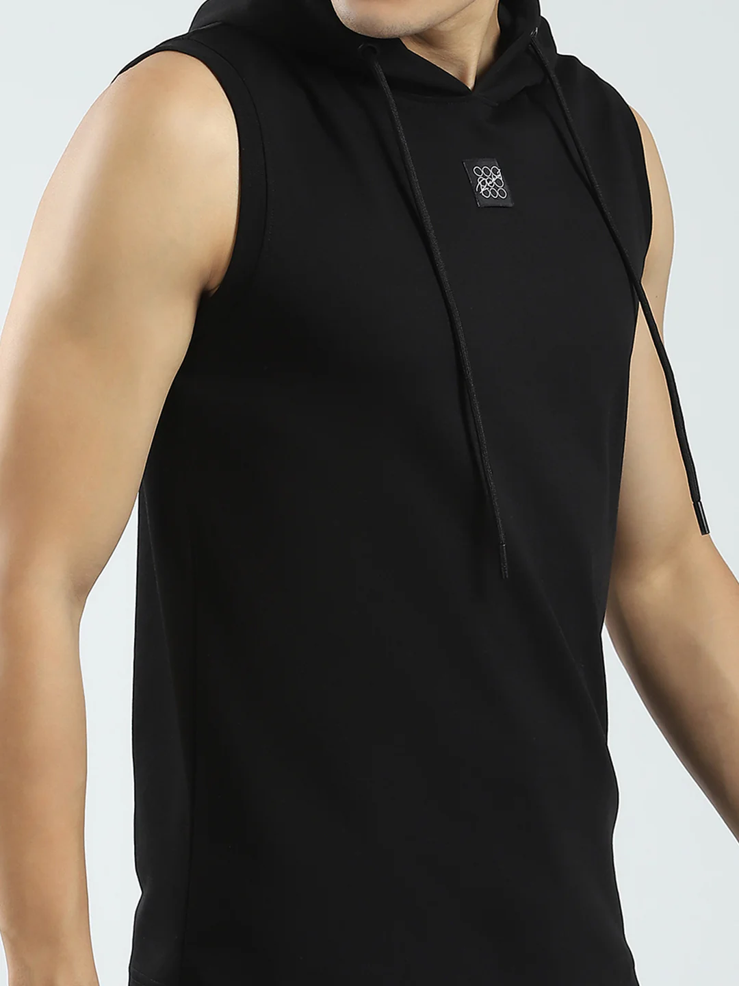 Rock.it Men Black Solid Hooded Sleeveless T-Shirt - Image 8
