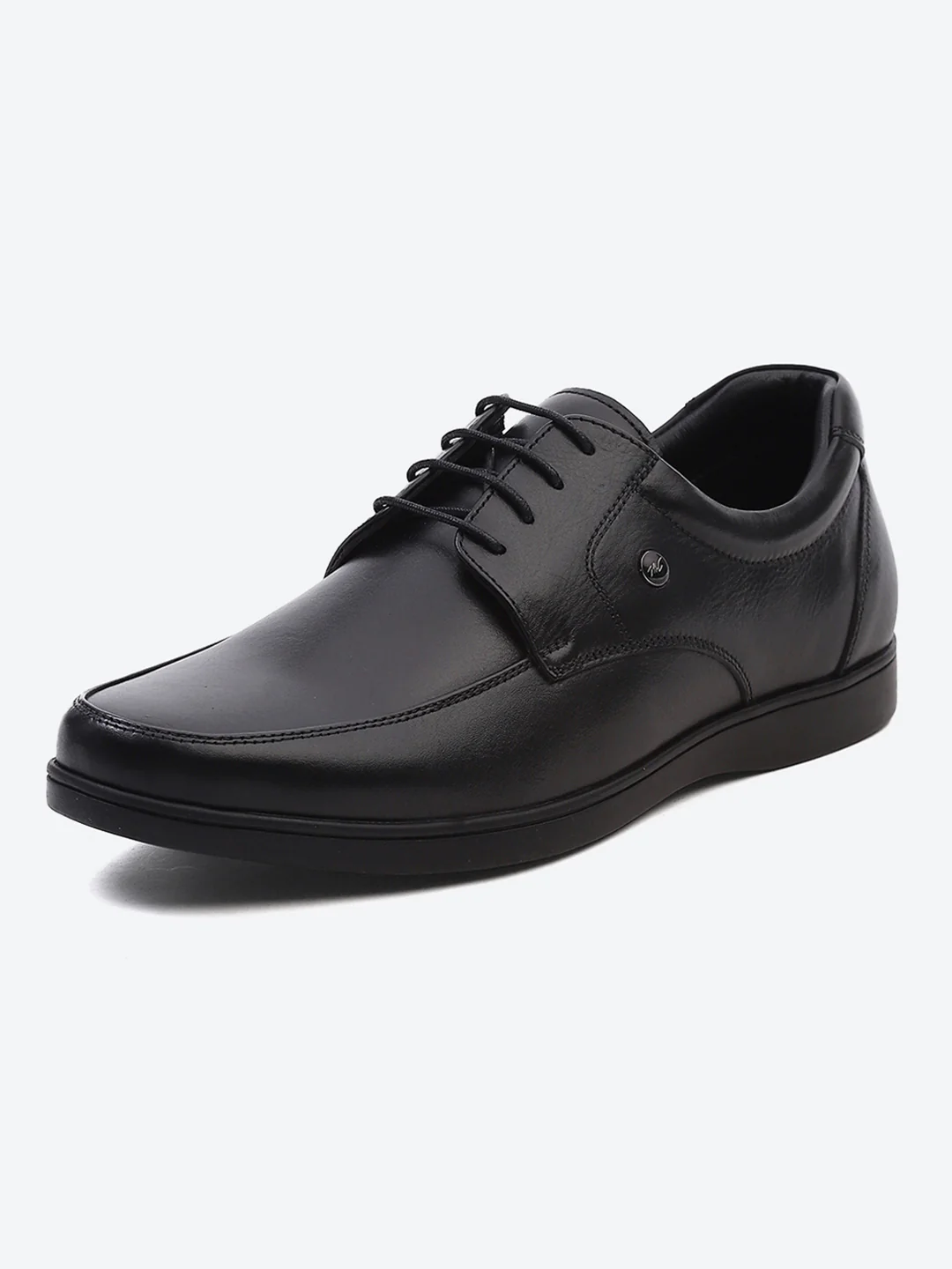 Men Black Solid Lace Up Genuine Leather Formal Derby - Image 2