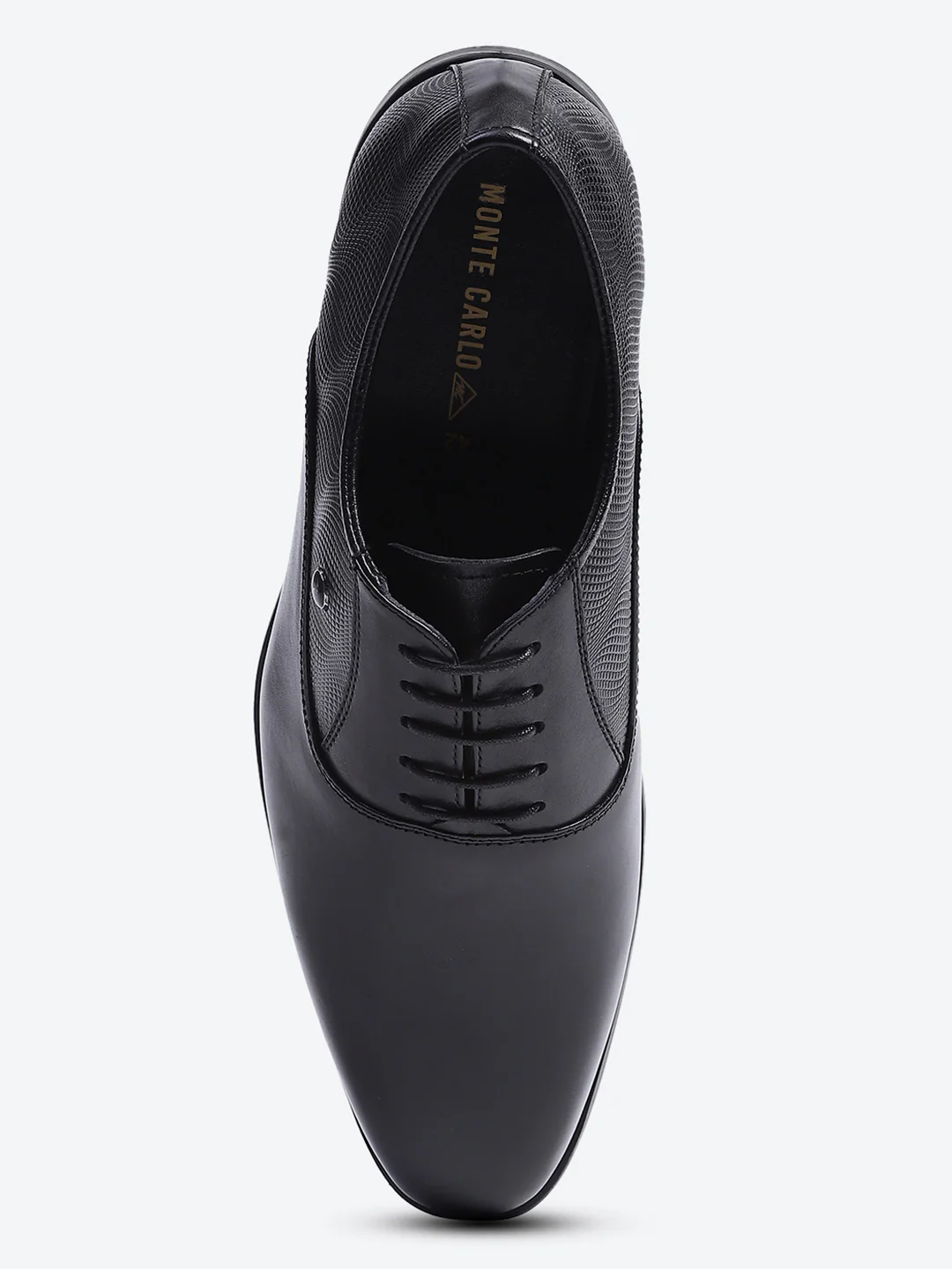 Men Black Solid Lace Up Genuine Leather Formal Oxfords - Image 5