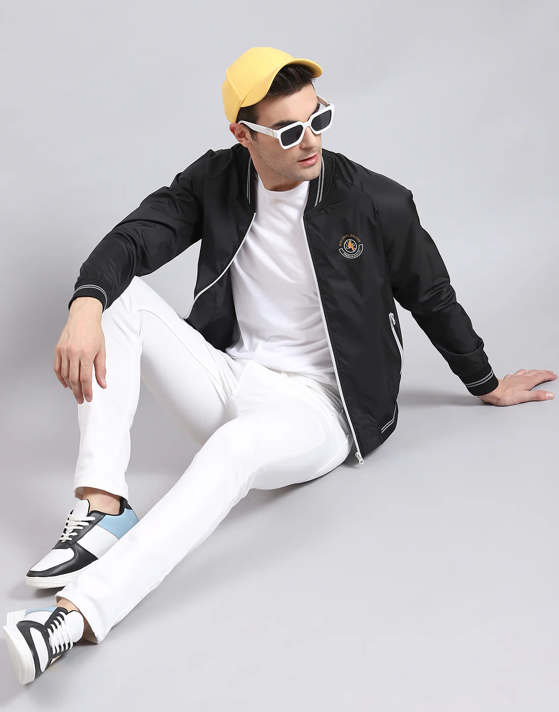 Men Black Solid Mandarin Collar Full Sleeve Jacket - Image 2