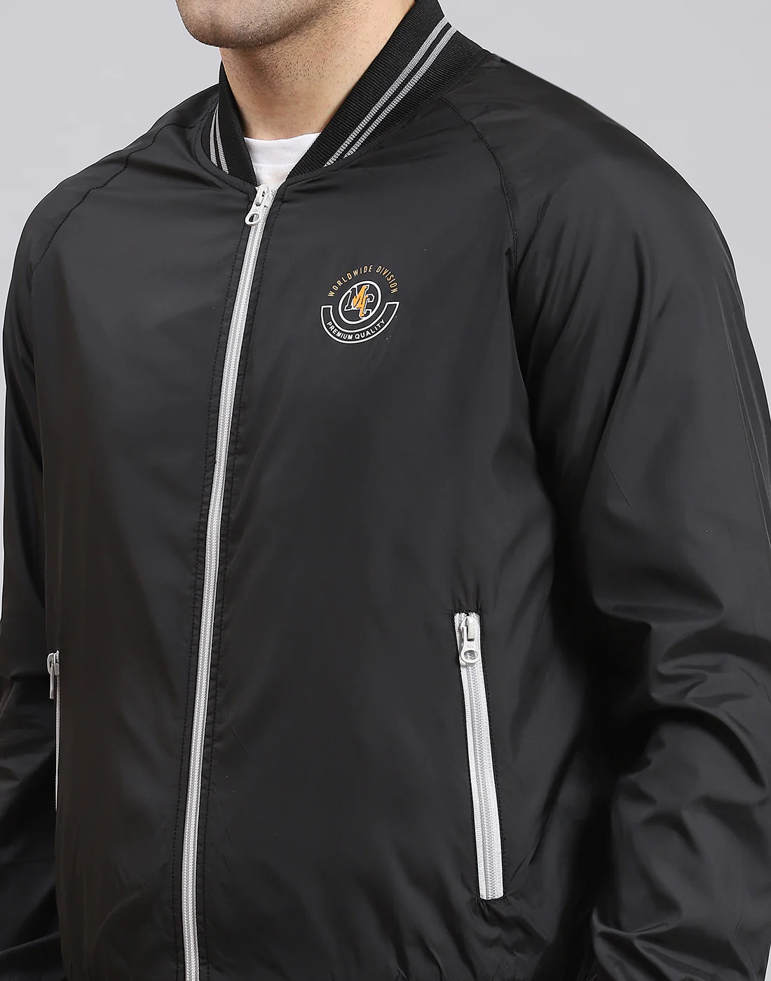 Men Black Solid Mandarin Collar Full Sleeve Jacket - Image 8