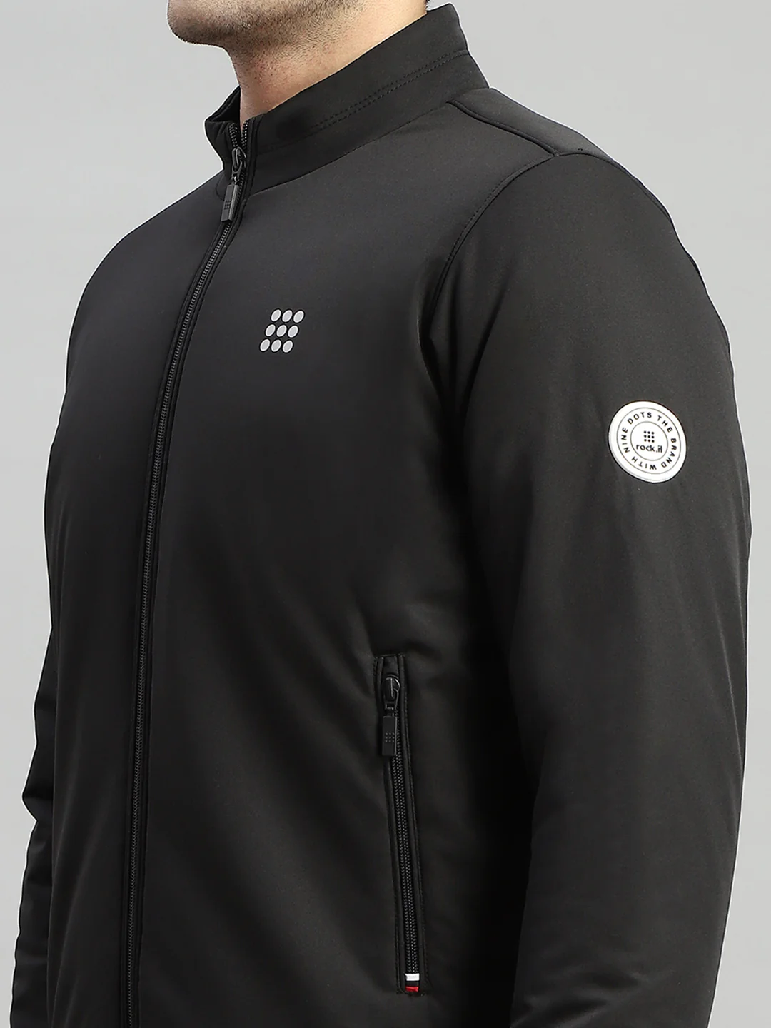 Rock.it Men Black Solid Mock Neck Full Sleeve Jacket - Image 6