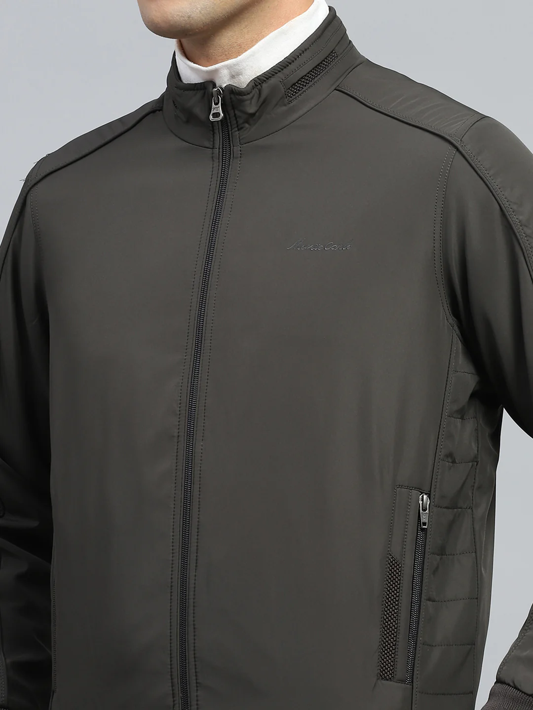 Men Black Solid Mock Neck Full Sleeve Jacket - Image 6