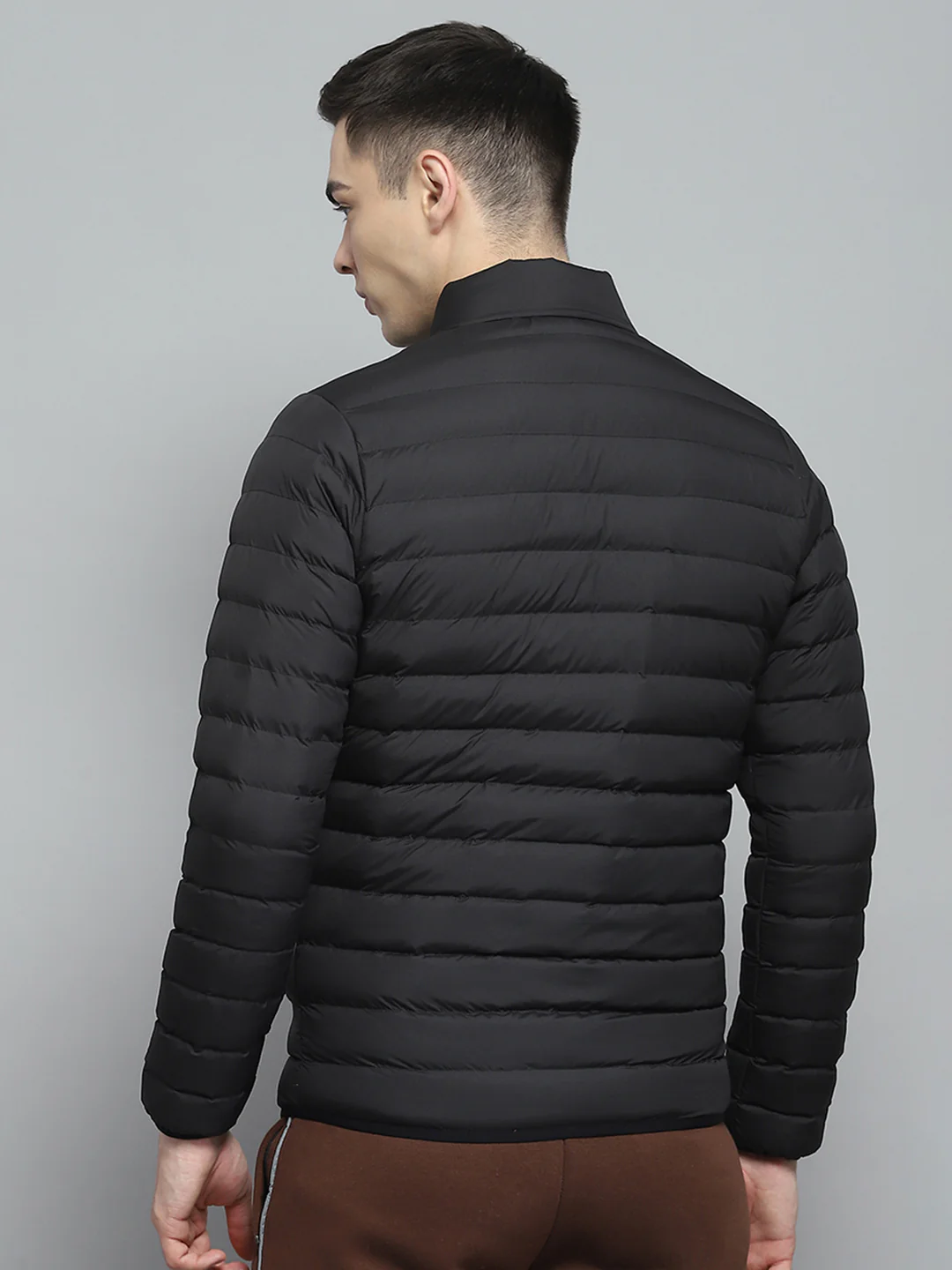 Men Black Solid Mock Neck Full Sleeve Jacket - Image 5