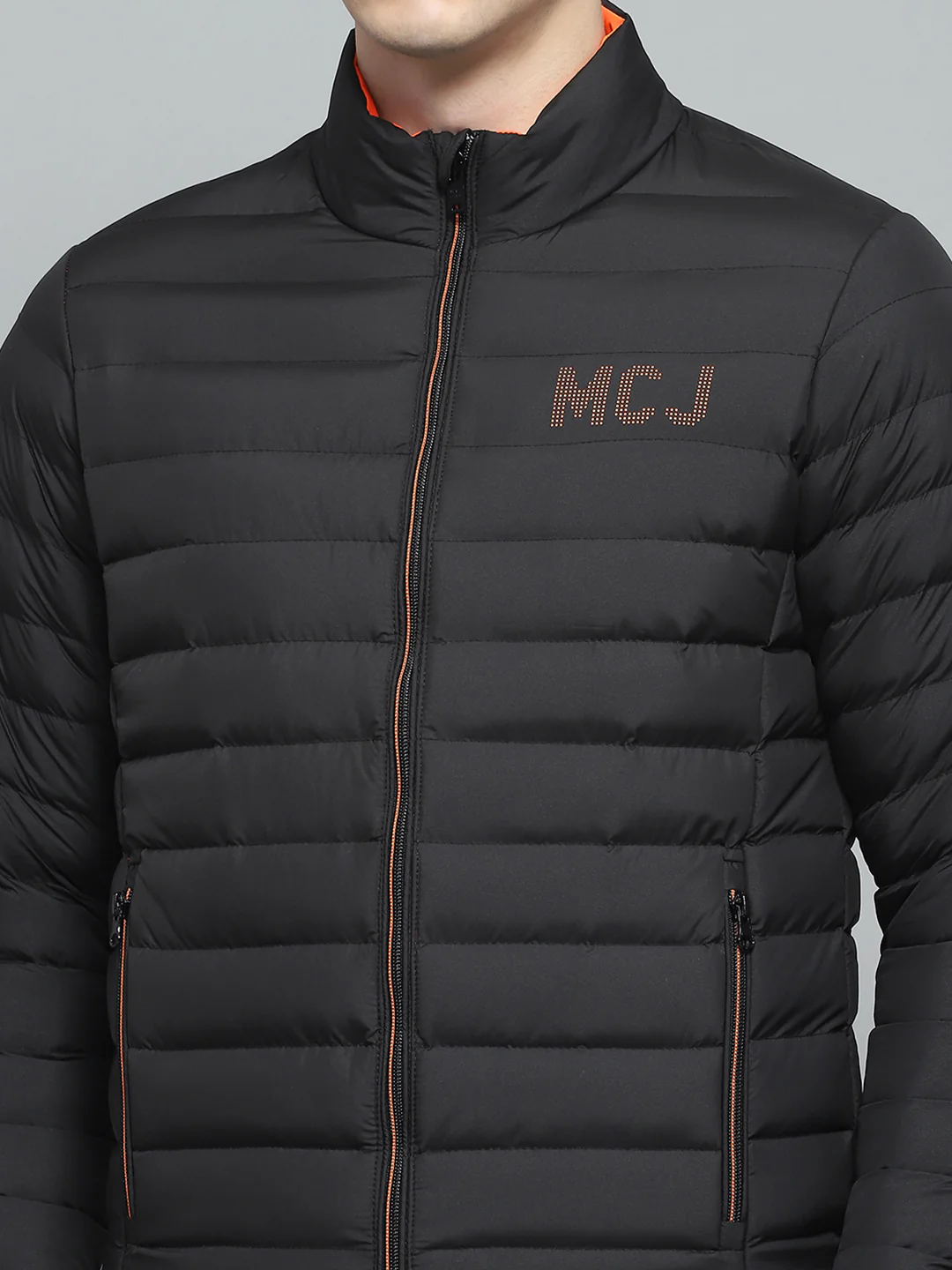 Men Black Solid Mock Neck Full Sleeve Jacket - Image 6