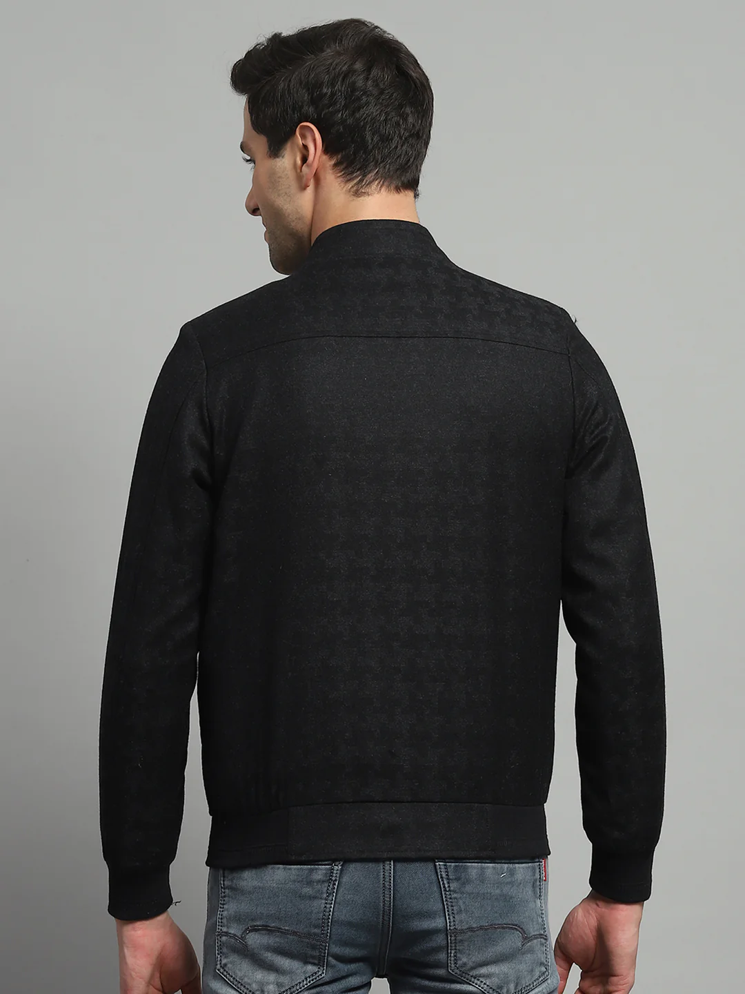 Luxuria Men Black Solid Mock Neck Full Sleeve Jacket - Image 5