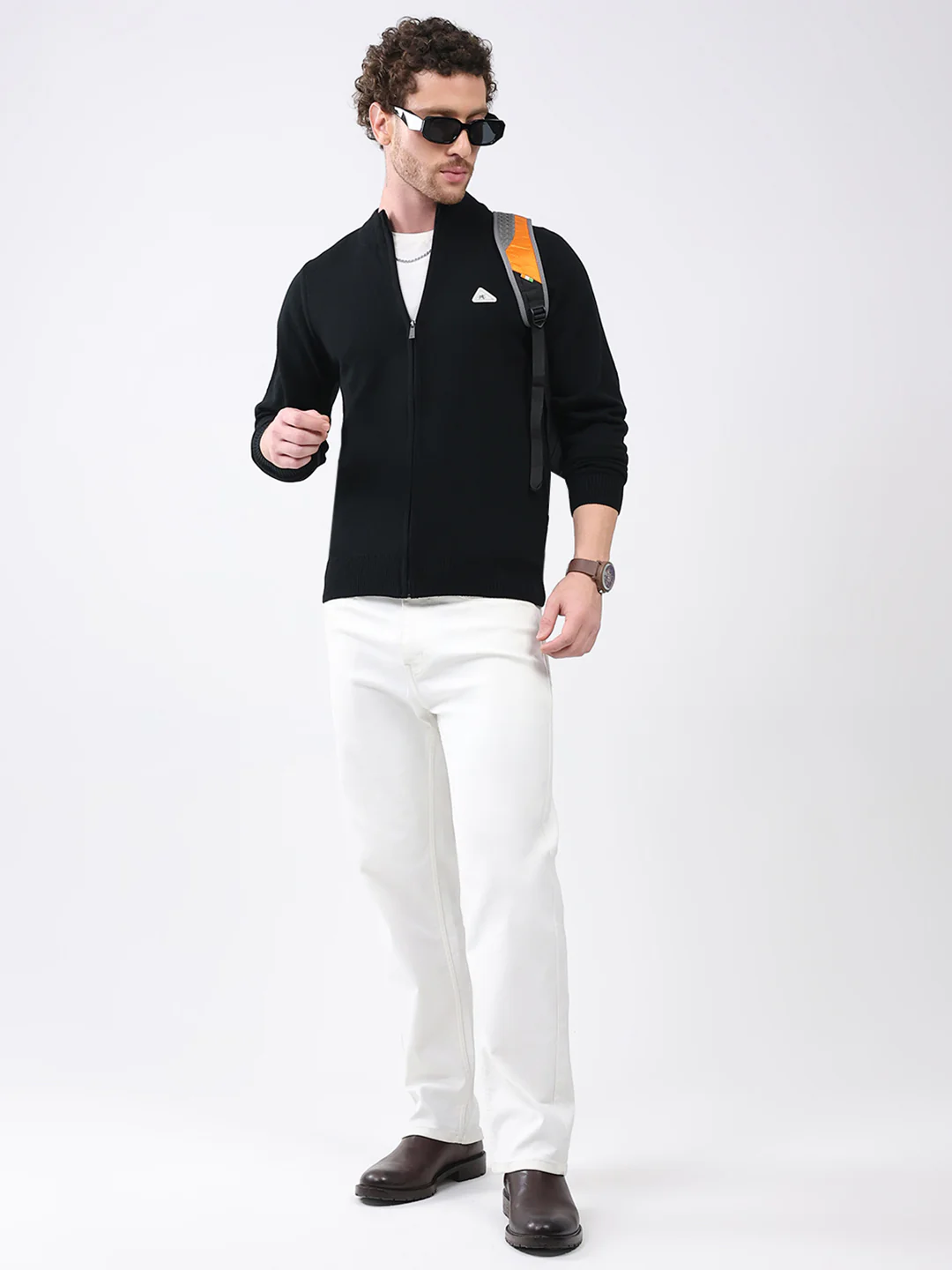 Men Black Solid Mock Neck Full Sleeve Pullover - Image 2