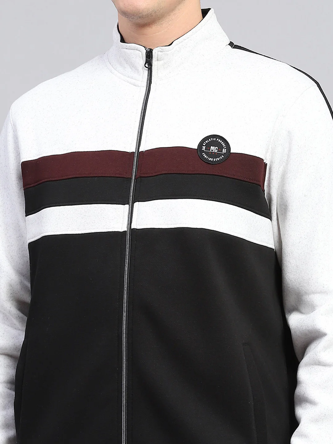 Men Black Solid Mock Neck Full Sleeve Sweatshirt - Image 6