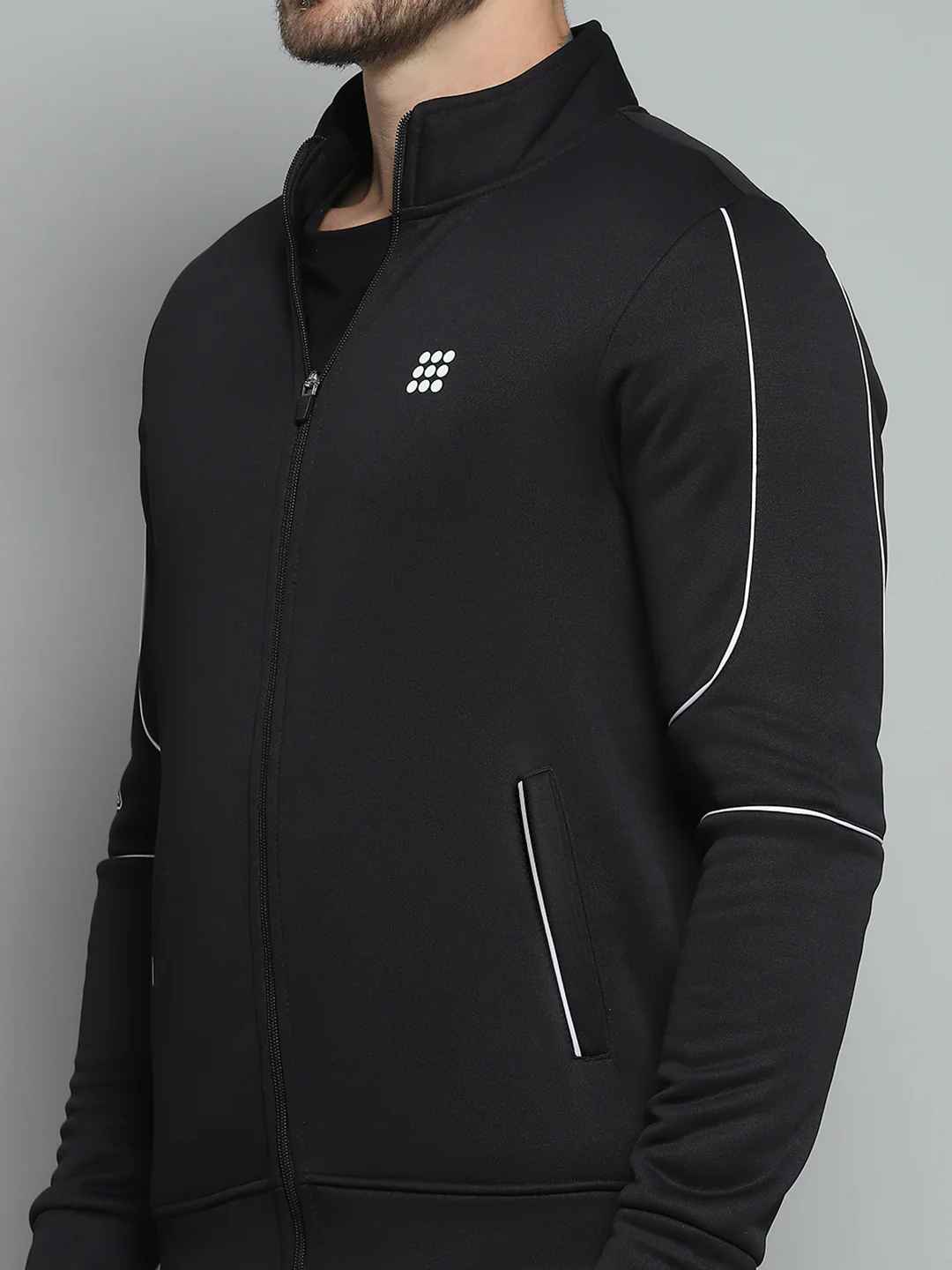 Rock.it Men Black Solid Mock Neck Full Sleeve Sweatshirt - Image 7