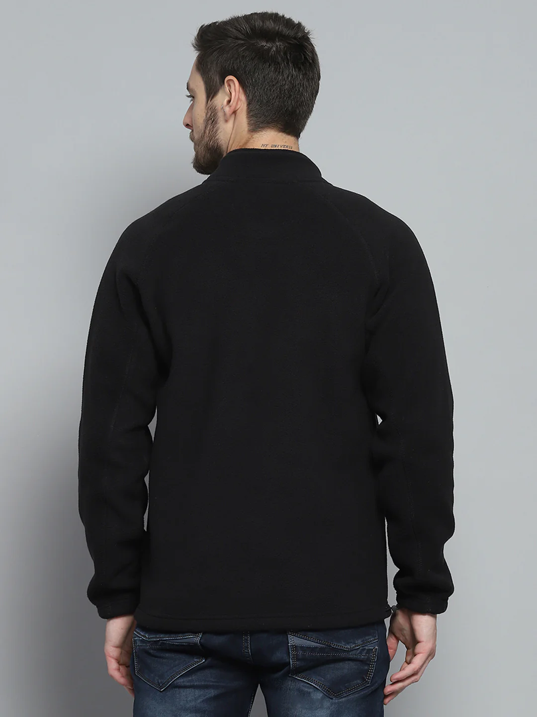 Rock.it Men Black Solid Mock Neck Full Sleeve Sweatshirt - Image 5