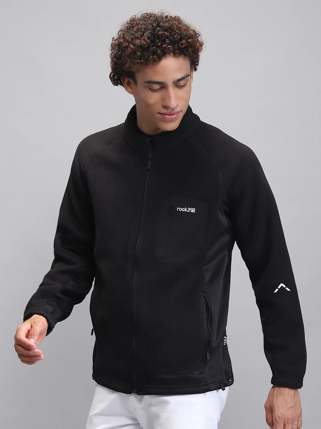 Rock.it Men Black Solid Mock Neck Full Sleeve Sweatshirt - Image 3