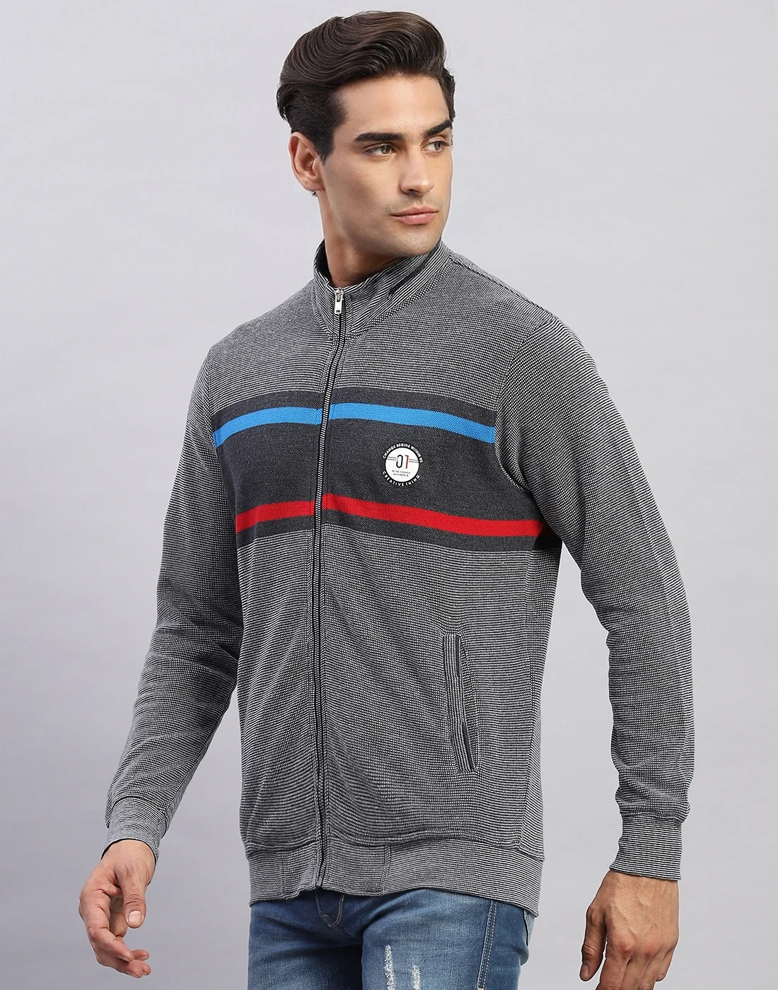 Men Black Solid Mock Neck Full Sleeve Sweatshirt - Image 3