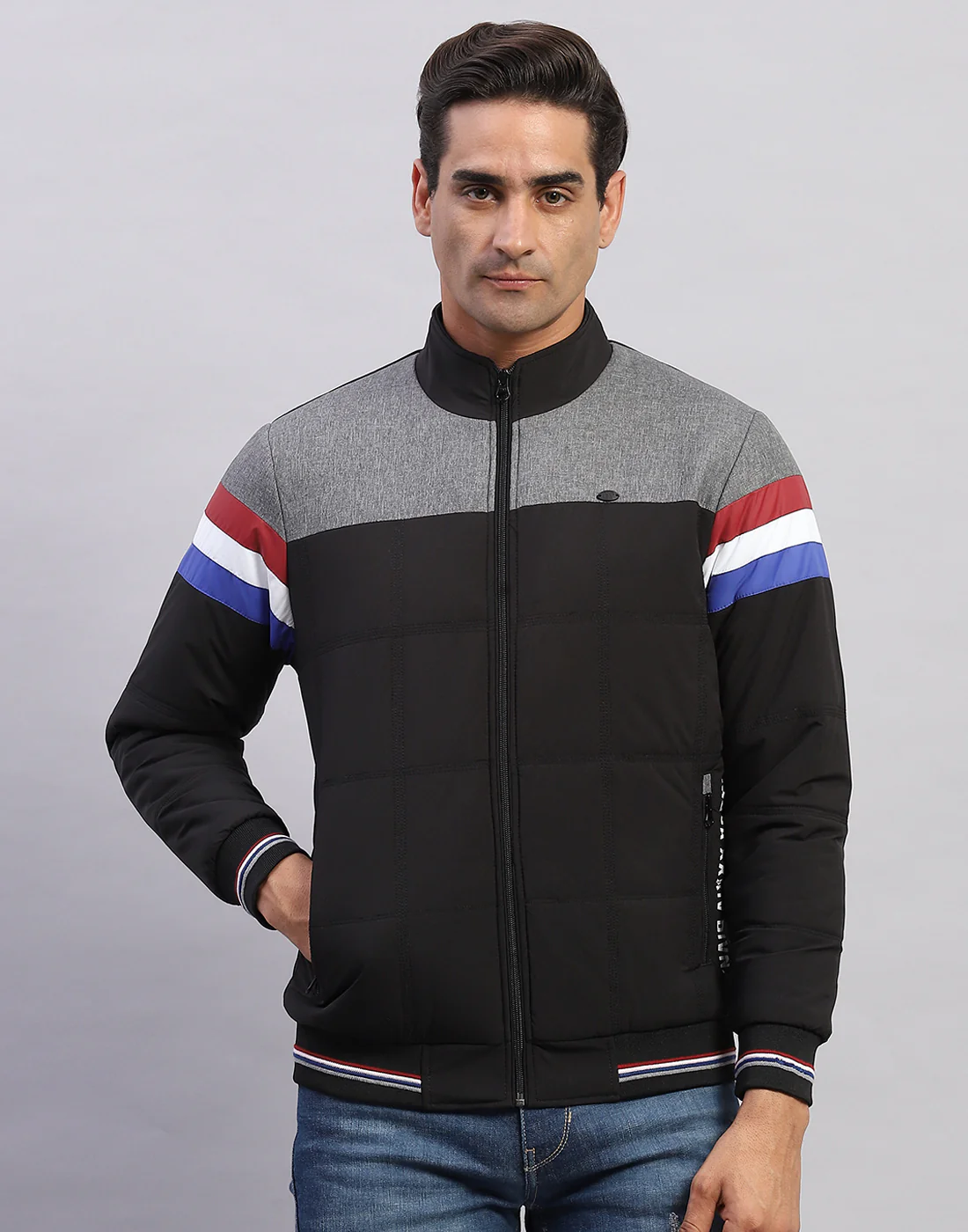 Men Black Solid Mock Neck Full Sleeve Sweatshirt - Image 2