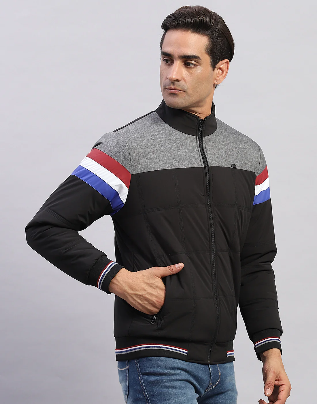 Men Black Solid Mock Neck Full Sleeve Sweatshirt - Image 4