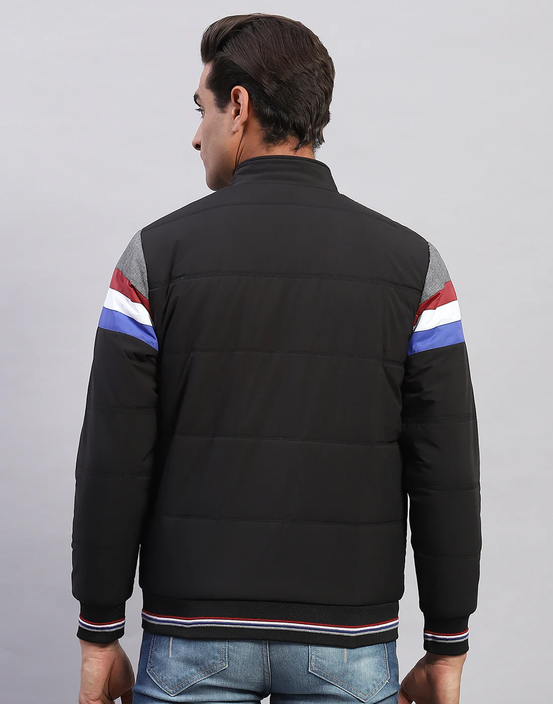 Men Black Solid Mock Neck Full Sleeve Sweatshirt - Image 5