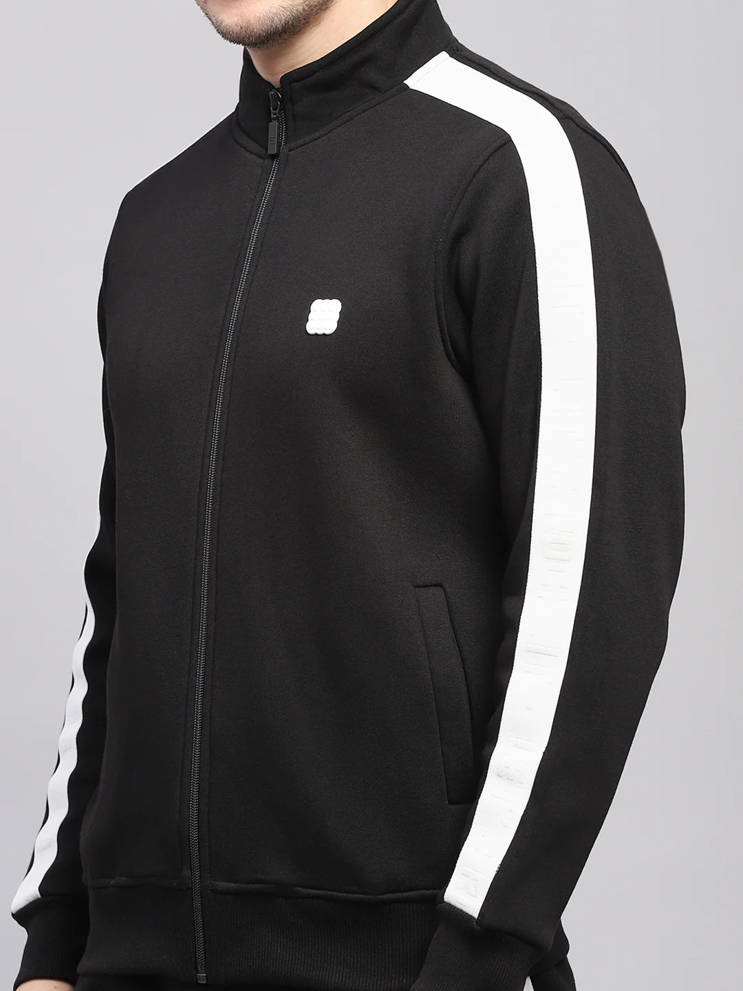 Rock.it Men Black Solid Mock Neck Full Sleeve Winter Tracksuit - Image 6