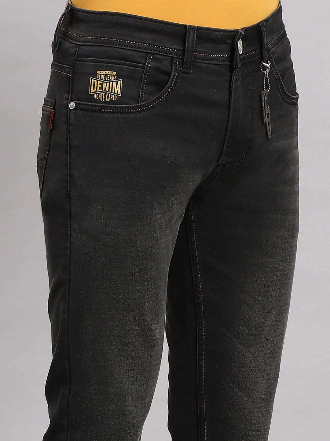 Men Black Solid Narrow Fit Denim - Image 6