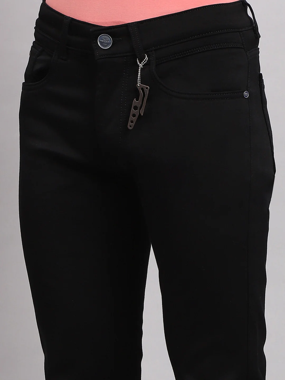 Men Black Solid Narrow Fit Denim - Image 6